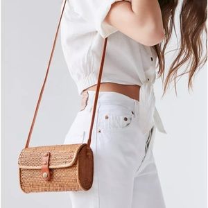 Straw rattan crossbody purse
